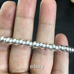 Native American Navajo 7.75 Sterling Silver Beads Bracelet 90108