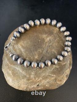 Native American Navajo 8mm Beads 8 Sterling Silver Bracelet 99988