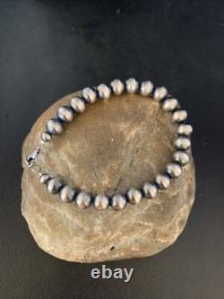 Native American Navajo 8mm Beads 8 Sterling Silver Bracelet 99988