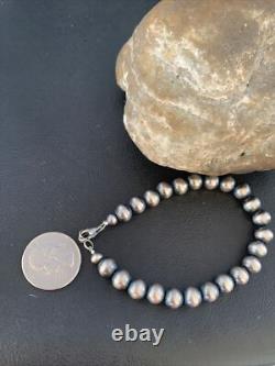 Native American Navajo 8mm Beads 8 Sterling Silver Bracelet 99988
