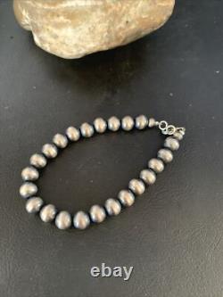 Native American Navajo 8mm Beads 8 Sterling Silver Bracelet 99988