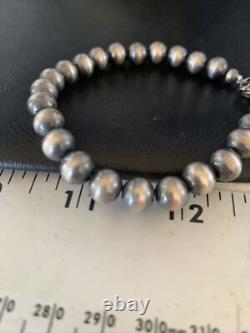 Native American Navajo 8mm Beads 8 Sterling Silver Bracelet 99988