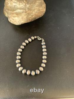 Native American Navajo 8mm Beads 8 Sterling Silver Bracelet 99988