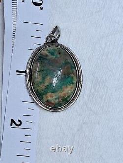 Native American Navajo 925 Sterling Silver Pendant Moses Turquoise