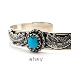 Native American Navajo 925 Sterling Silver Turquoise Cuff Bracelet 30.4g