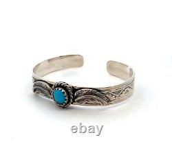 Native American Navajo 925 Sterling Silver Turquoise Cuff Bracelet 30.4g