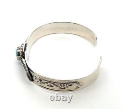 Native American Navajo 925 Sterling Silver Turquoise Cuff Bracelet 30.4g