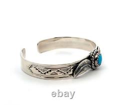 Native American Navajo 925 Sterling Silver Turquoise Cuff Bracelet 30.4g