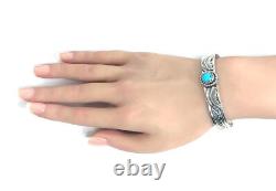 Native American Navajo 925 Sterling Silver Turquoise Cuff Bracelet 30.4g
