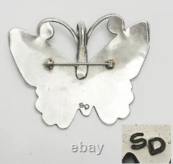 Native American Navajo 925 silver inlaid utterfly pin pendant William Singer