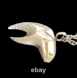 Native American Navajo AM Alfred Martinez Ster. Silver Bear Heartline Pendant