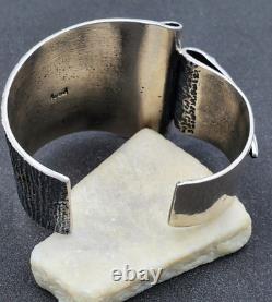 Native American Navajo Aaron Anderson Sterling Tufa Cast Cuff Bracelet with Block