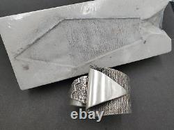 Native American Navajo Aaron Anderson Sterling Tufa Cast Cuff Bracelet with Block