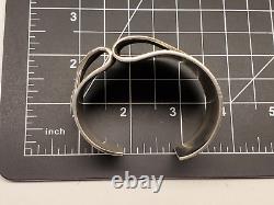 Native American Navajo Aaron Anderson Sterling Tufa Cast Cuff Bracelet with Block