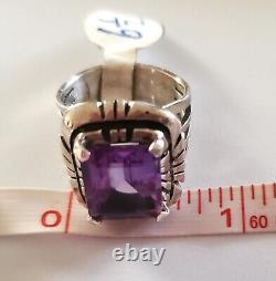 Native American Navajo Amethyst Ring Sterling Silver Size 6.5