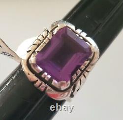 Native American Navajo Amethyst Ring Sterling Silver Size 6.5