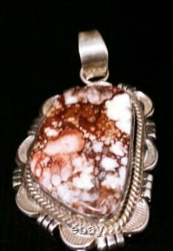 Native American Navajo Appalossa/Magnesite & Sterling Silver Signed Pendant