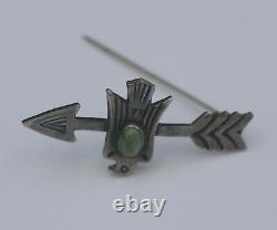 Native American Navajo Arrow And Thunderbird Sterling Pin Brooch Antique