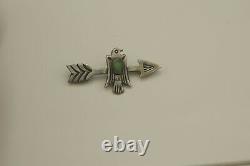 Native American Navajo Arrow And Thunderbird Sterling Pin Brooch Antique