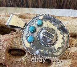 Native American Navajo Artisan Bobby Platero Cowboy Hat & Kingman Turq Pendant
