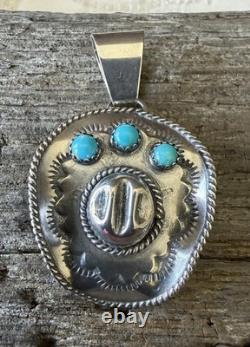 Native American Navajo Artisan Bobby Platero Cowboy Hat & Kingman Turq Pendant