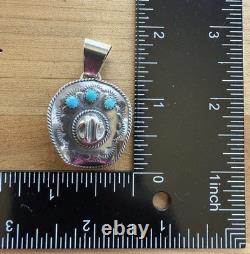 Native American Navajo Artisan Bobby Platero Cowboy Hat & Kingman Turq Pendant