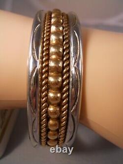 Native American Navajo Bb Bernice Bonney 925 Sterling Silver Ball Cuff Bracelet