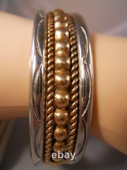 Native American Navajo Bb Bernice Bonney 925 Sterling Silver Ball Cuff Bracelet