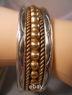 Native American Navajo Bb Bernice Bonney 925 Sterling Silver Ball Cuff Bracelet