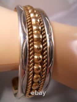 Native American Navajo Bb Bernice Bonney 925 Sterling Silver Ball Cuff Bracelet