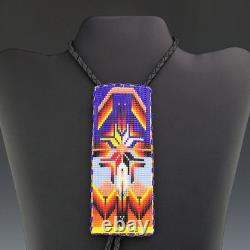 Native American Navajo Beaded Bolo Tie By Helen Dinae Native American Beadwork