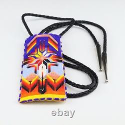 Native American Navajo Beaded Bolo Tie By Helen Dinae Native American Beadwork