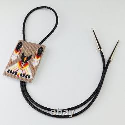 Native American Navajo Beaded Bolo Tie By Leona Brown