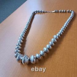 Native American Navajo Beads Sterling Silver Graduation Collar Sz 29