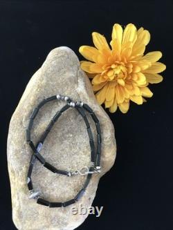 Native American Navajo Black Onyx Bead Necklace 18 10003