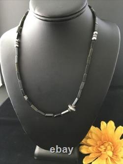 Native American Navajo Black Onyx Bead Necklace 18 10003