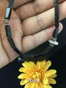Native American Navajo Black Onyx Bead Necklace 18 10003