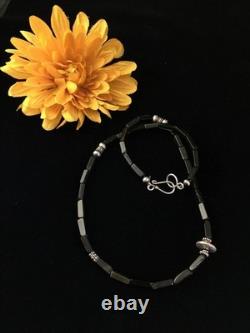 Native American Navajo Black Onyx Bead Necklace 18 10003