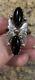 Native American Navajo Black Onyx & Sterling Silver Ring Signed A