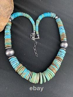 Native American Navajo Blue Green Turquoise Sterling Silver Necklace 20 232