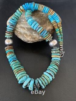 Native American Navajo Blue Green Turquoise Sterling Silver Necklace 20â 13377