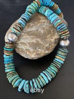 Native American Navajo Blue Green Turquoise Sterling Silver Necklace 20â 13377