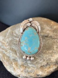 Native American Navajo Blue Turquoise Ring Sterling Silver Sz 9.5 668