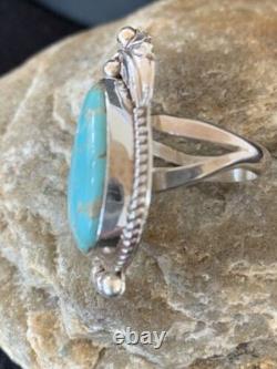 Native American Navajo Blue Turquoise Ring Sterling Silver Sz 9.5 668