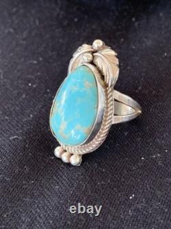 Native American Navajo Blue Turquoise Ring Sterling Silver Sz 9.5 668