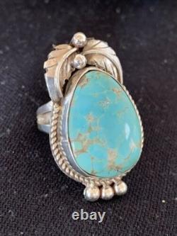 Native American Navajo Blue Turquoise Ring Sterling Silver Sz 9.5 668