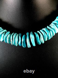 Native American Navajo Blue Turquoise Sterling Silver Necklace 21 10078