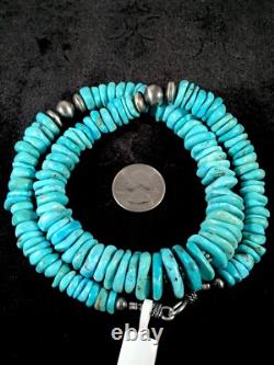 Native American Navajo Blue Turquoise Sterling Silver Necklace 21 10078