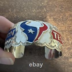 Native American Navajo Bracelet Womens Houston Texans Football Cuff Handmade #A