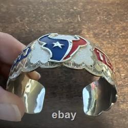 Native American Navajo Bracelet Womens Houston Texans Football Cuff Handmade #A